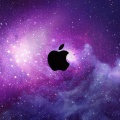 Logo Apple fond Galaxie - 750x1334